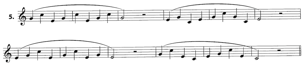 Hilliard, Lip Slurs for Horn. Play on F, E, E♭, D, and D♭ horns.