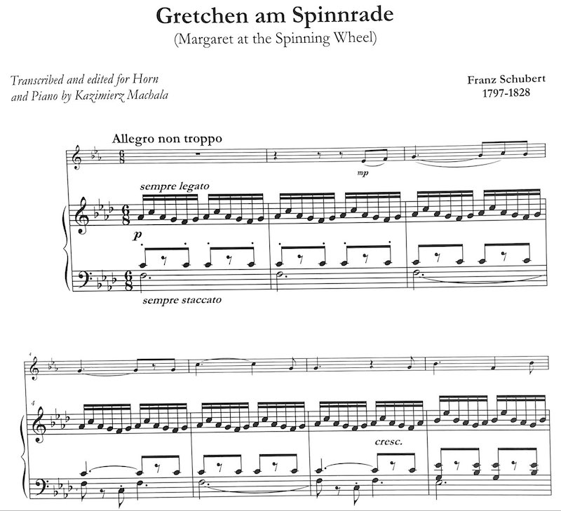 Schubert, &ldquo;Gretchen am Spinnrade,&rdquo; arranged for horn and piano